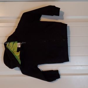 Black and green zip up hooded jacket